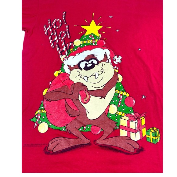 Vintage 1994 Galaxy Taz Tasmanian Devil Christmas T-Shirt Mens XXL Warner Bros - Picture 2 of 11